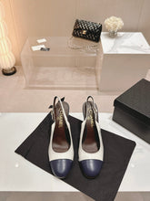 HIGH SLINGBACKS WHITE MIX BLACK SHEEPSKIN